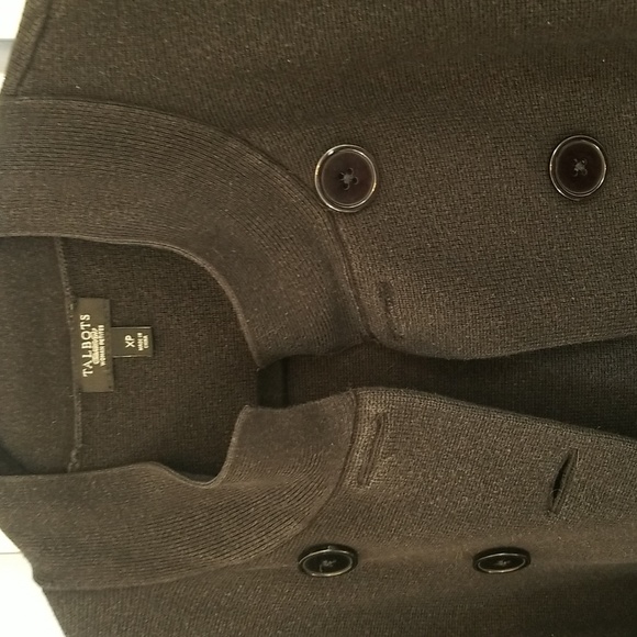 Talbots heavy, black cotton button-up sweater, size XP, like new - Picture 3 of 5